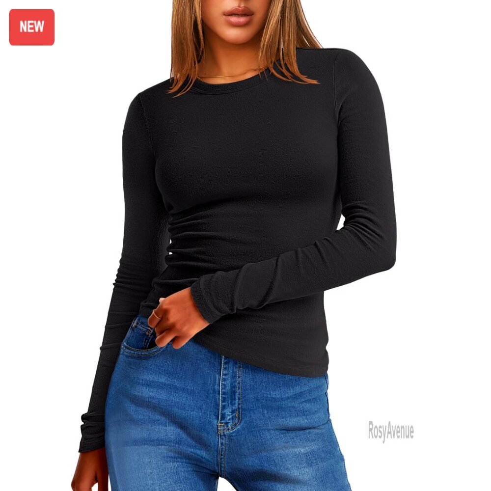 Long Sleeve Thermal Tee Slim Fit Polyester Stretch Layer Top